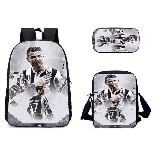 3 kpl Cristiano Ronaldo -reppu kynäpussilla Messenger Bag -1