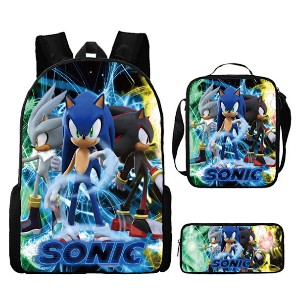 Ny Sonic barns skolväska animerad 3d- printed ryggsäck Sonic barns ryggsäck i tre set -1 #49