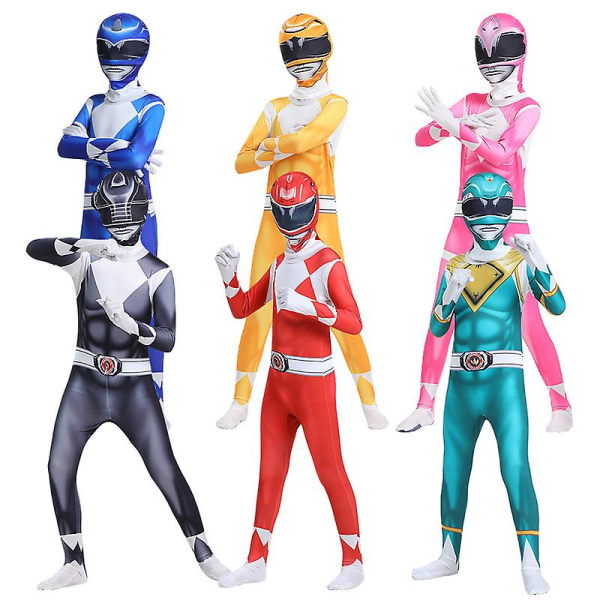 Vuxna barn Power Rangers Mighty Morphin Cosplay Jumpsuit Party Fancy Suit vY Pink 180
