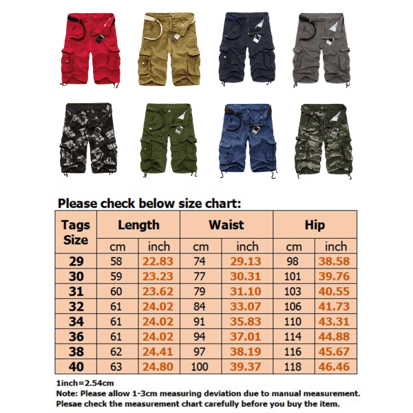 Mænds afslappede lommeoverall strandshorts. Camouflage,38