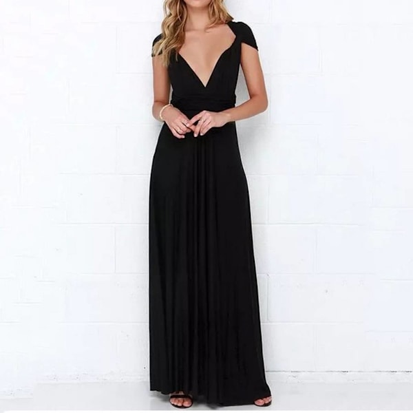 Dambandage Multi Way Wrap Convertible Maxiklänning Brudtärna Z Black XL