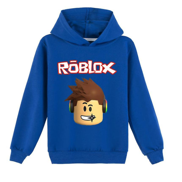 Roblox midaldrende drenge og piger Forår og efterår hættetrøje V dark blue 150cm