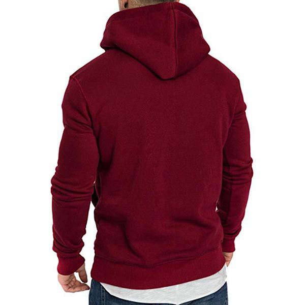 Langermet hettegenser for menn Hettegenser varm frakk New Fashion H wine red M
