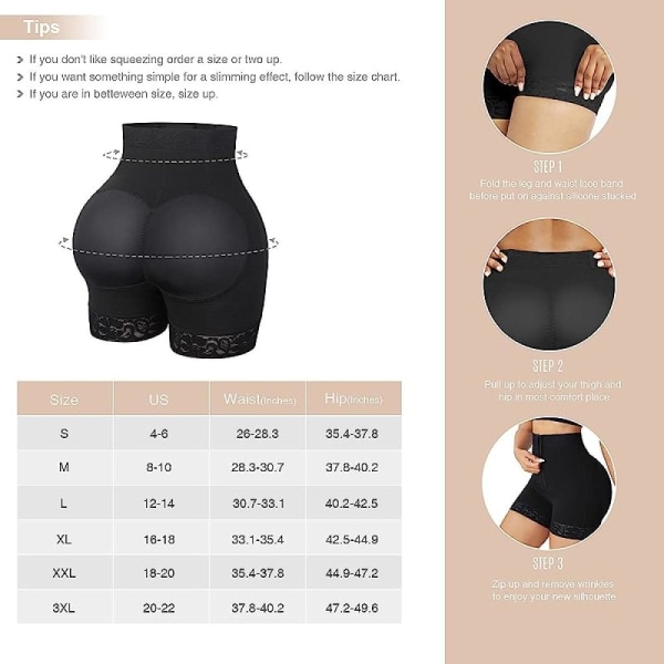 Kvinder shapewear hip lift shapewear maveplastik vY Black XXXL