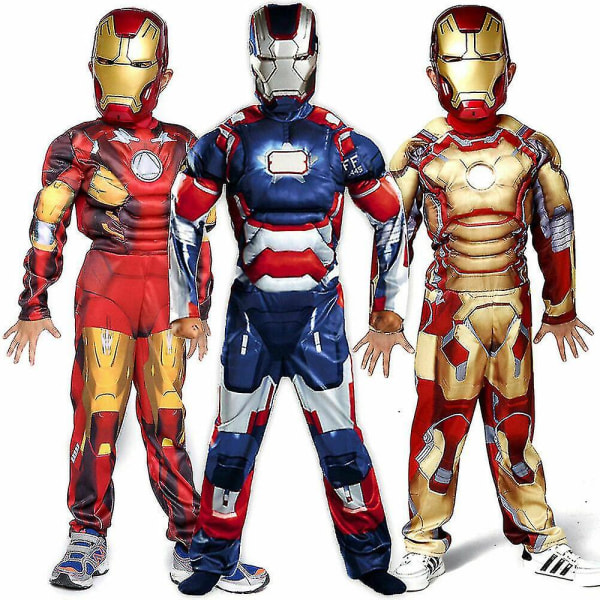 Børn Drenge Deluxe Iron Man Cosplay kostume Ed gold L 130-140CM