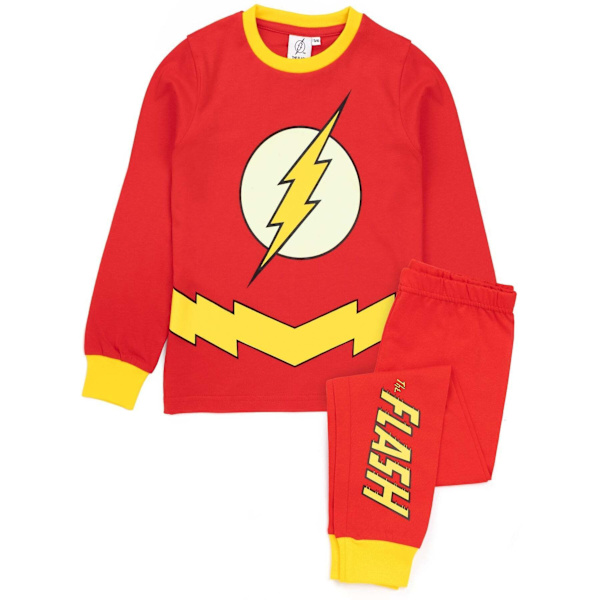 Flash børne-/børnlogoet Glow In The Dark Pyjamas sæt 11-12 Z Red 11-12 Years