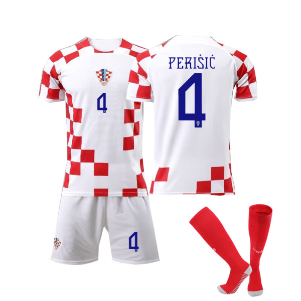 Fotbollströja för fotbolls-VM 2022 i Kroatien Hemma Modric Fotbollströja V 4# PERISIC 18