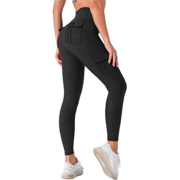 Mustat leggingsit, joissa 4 taskua, mustat yz black XL