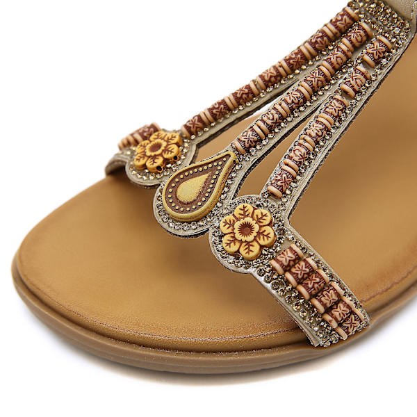 Sommar nya damsandaler Elastiskt band Lätt och bekväm sandaler Z Apricot EU 41