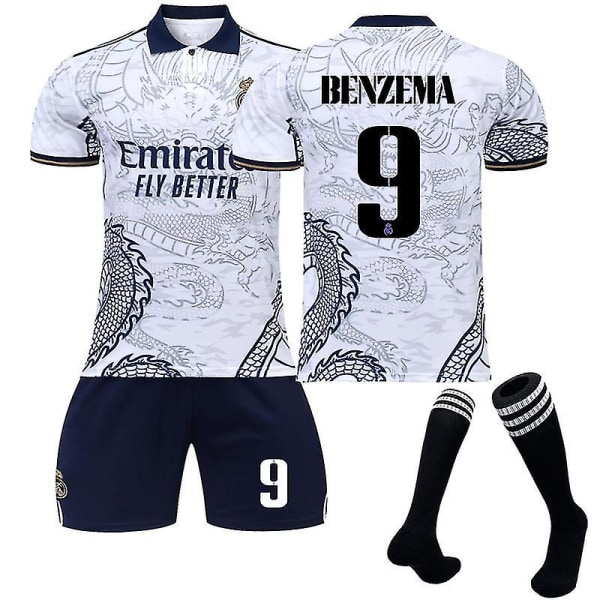 Benzema hjemmebanetrøje, udebanetrøje Benzema 9 vY 2223 Dragon pattern Kids 20(110120CM)