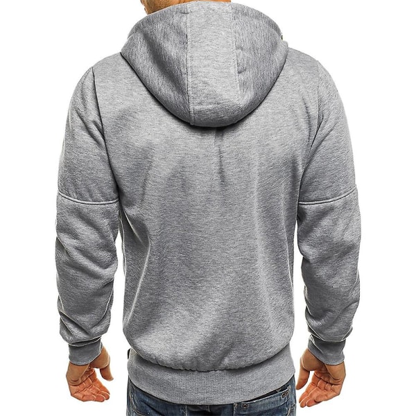 Män Zip Träningsjacka Gym Hooded Långärmad Sweatshirt Gym Top Höst Vinterkappa Light Gray 3XL