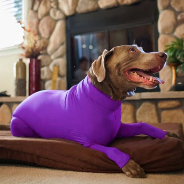 Pet Coat Hund Body Stretch Suit Post Clothes Surgery Jumpsuit. purple M