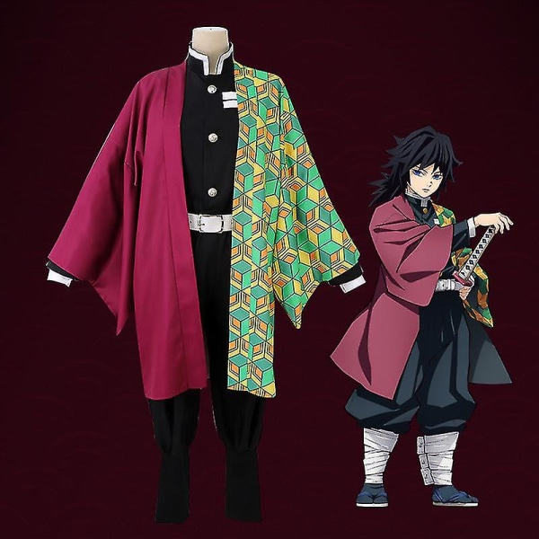 Børn Anime Demon Slayer Cosplay Sæt Voksen Tanjirou Nezuko Outfit Y Tomioka Giyuu 2XL