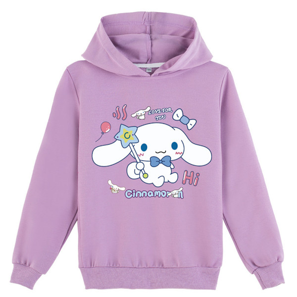 Lasten Tyttöjen Cinnamoroll Painettu Hupullinen Paita Pitkähihainen Toppi Violetti V. Purple 150cm