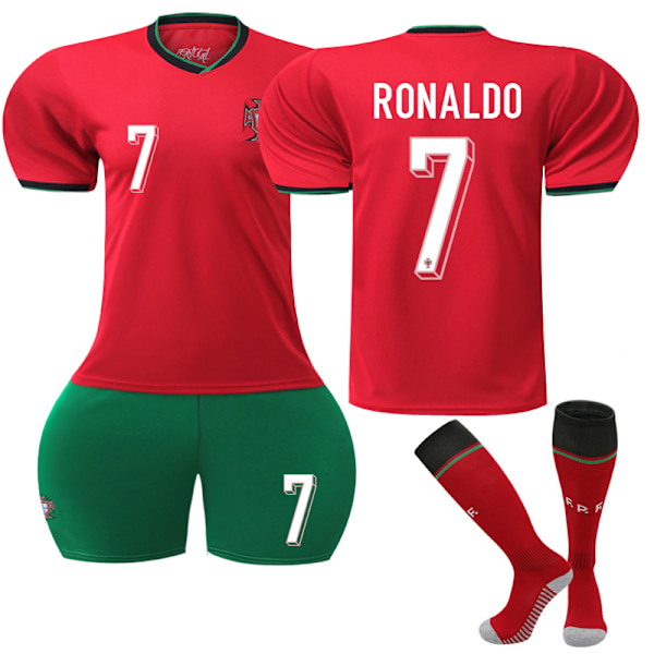 UEFA Euro 2024 Portugal hjemme fodboldtrøje til børn nr. 7 Cristiano Ronaldo yz Adult XL