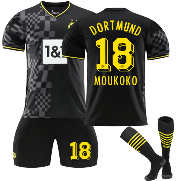 22/23 New Borussia Dortmund Borta fotbollsdräkter Fotbollsuniformer Z Moukoko 18 Kids 18(100-110CM)