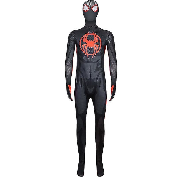 Børn Voksen Miles Morales Spider Man Cosplay Kostume Fest Jumpsuit Spider-man: Across The Spider-verse Fancy Dress Jumpsuit (Mesh eye mask) 190