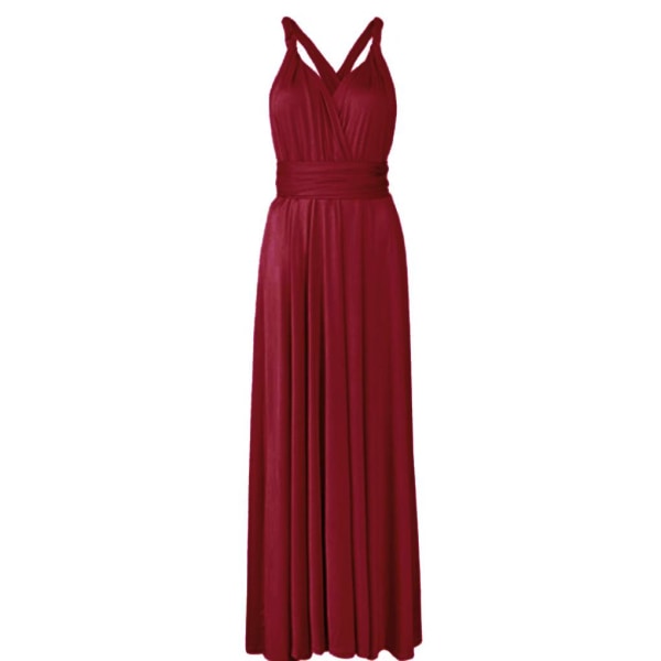Dambandage Multi Way Wrap Convertible Maxiklänning Brudtärna Z Wine Red L