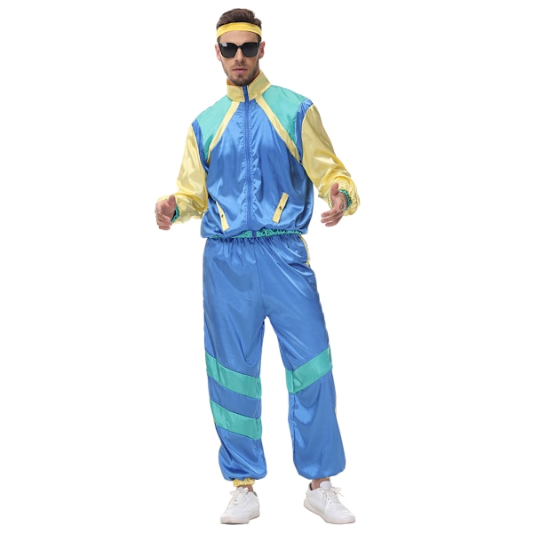 80'er Kostume Retro Træningsdragt Hip Hop Kostume Party For Mænd Kvinder wz Men XL