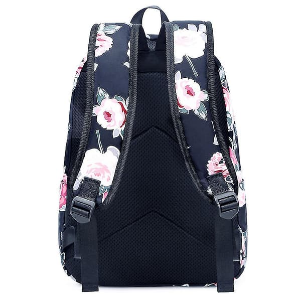 Blommor mönster skolryggsäck . Navy Blue