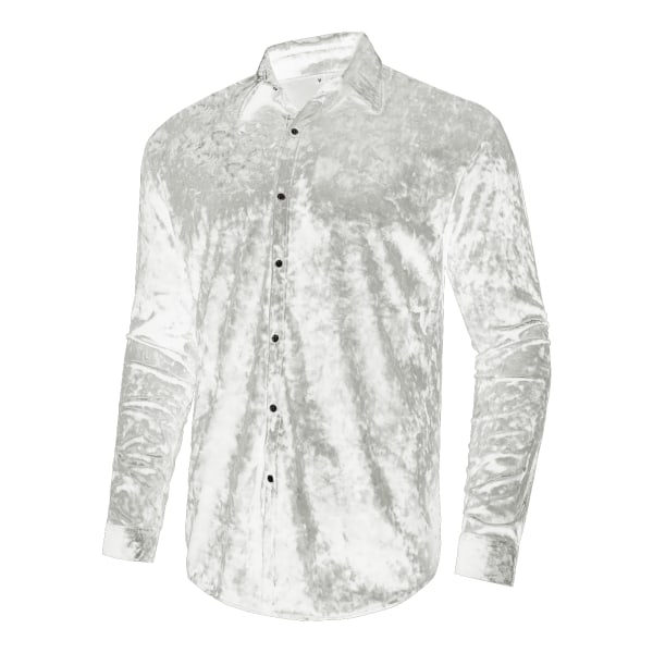 ångärmade för män printed Casual Button Downskjortor vY white L