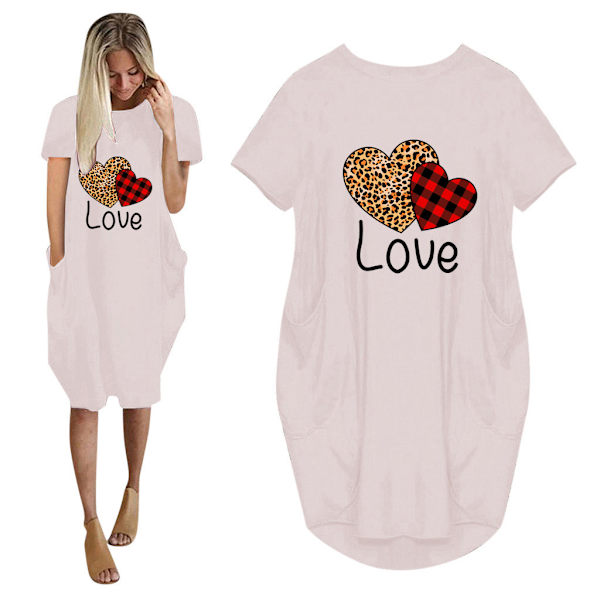 Kvinder elsker sommer T-shirtkjole til Valentinsdag Z X Army Green M
