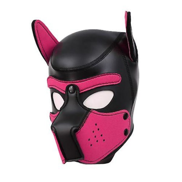 Carnival Puppy Mask Hengittävä päähine Cosplay Animal Head Mask rose Red dog head mask