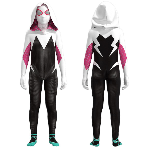 Ghost Spider-gwen Kostyme Cosplay Kostyme Fest Jumpsuit Montert Barneklær Spiderman Ansiktsmaling Z 140cm