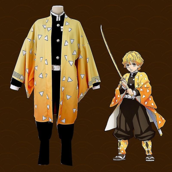 Kids Anime Demon Slayer Cosplay Set Voksen Tanjirou Nezuko Outfit Y Agatsuma Zenitsu XL