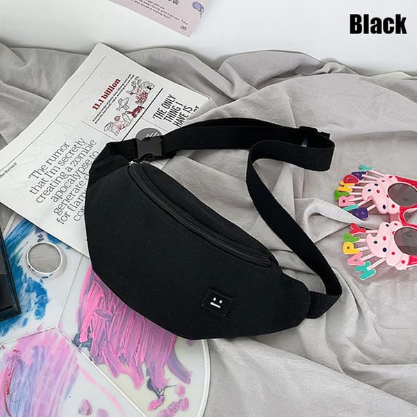 Dam Fanny Pack Midjeväskor Canvas Bum Bag SVART y black