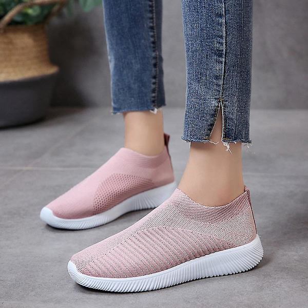 Løb Gå Strikkestrømpe Sneakers Slip On Sko til Damer W Pink 35