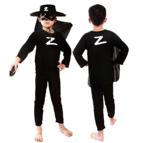 Børn Superhelte Cosplay Kostume Fancy Dress Up Tøj Outfit Sæt vY Zorro (without hat) L