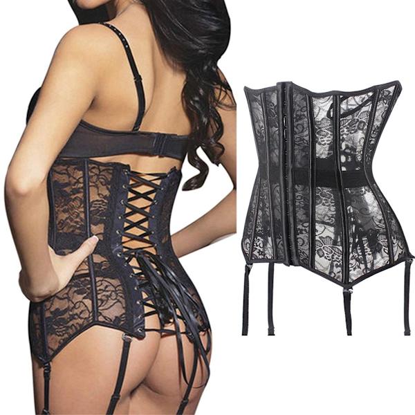 Mesh snörning korsett se sexig Z black 2XL