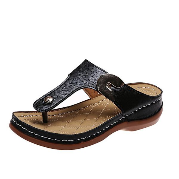 Dam Sandaler Mjuk Botten Kilar Skor Dam Sommar Sandaler Med . Black 36