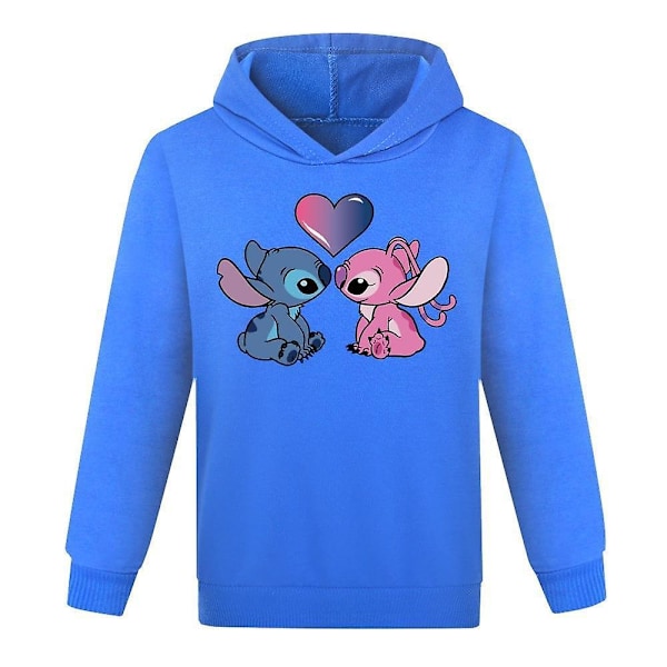 Lilo og Stitch Hoodies Topper Barn Gutter Jenter Langarmet Casual Pullover Genser Hettegenser Julegaver Mørkblå Dark Blu V . Dark Blue 9-10 Years