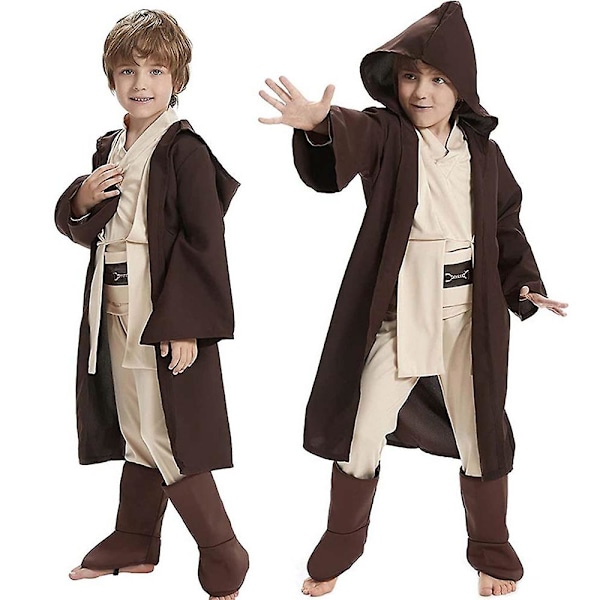 4-12 år Barn Gutter Star Wars Obi-Wan Kenobi Jedi Knight Kostyme Bokveka Dag Fancy Dress Halloween Party Uniform Kåpe Bukse Belte Cosplay Klær 10-12 Years