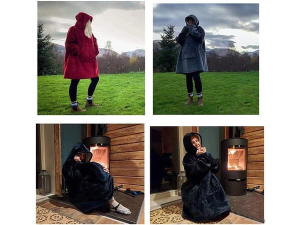Snuggie Oversize Huppari Peitto Huppu Oversize Harmaa V . Grey grå