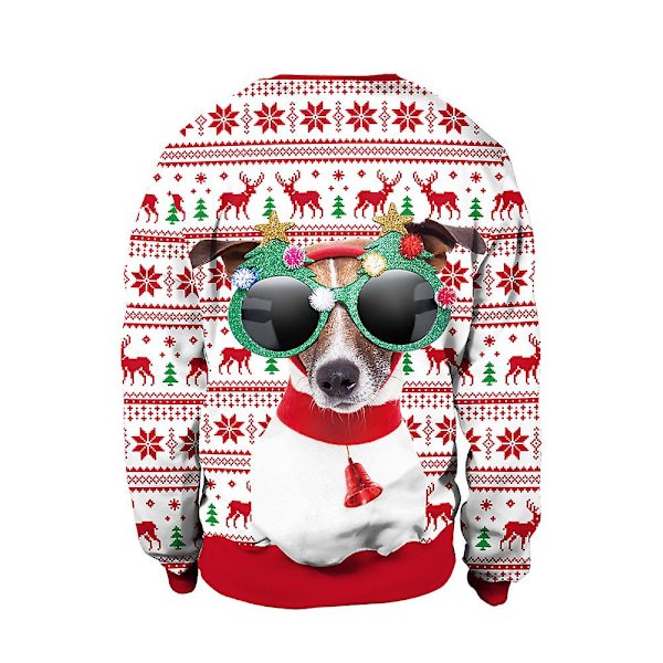 Joulupaita Talvi Syksy Crew Neck Topit Pusero ed Pure Santa Printed W Dog M