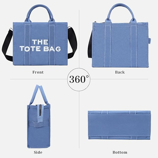 Naisten Canvas Kangaskassi Rento Canvas Messenger Bag olkalaukku Blå