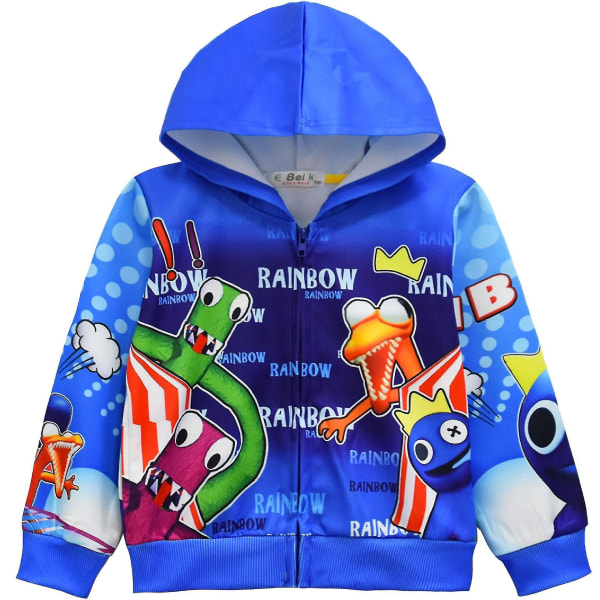 Rainbow Friends Roblox Kids frakke Hættejakke med lynlås Overtøj Top Xmas Gift_s W B 130cm
