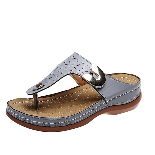 Dam Sandaler Mjuk Botten Kilar Skor Dam Sommar Sandaler Med . Gray 37