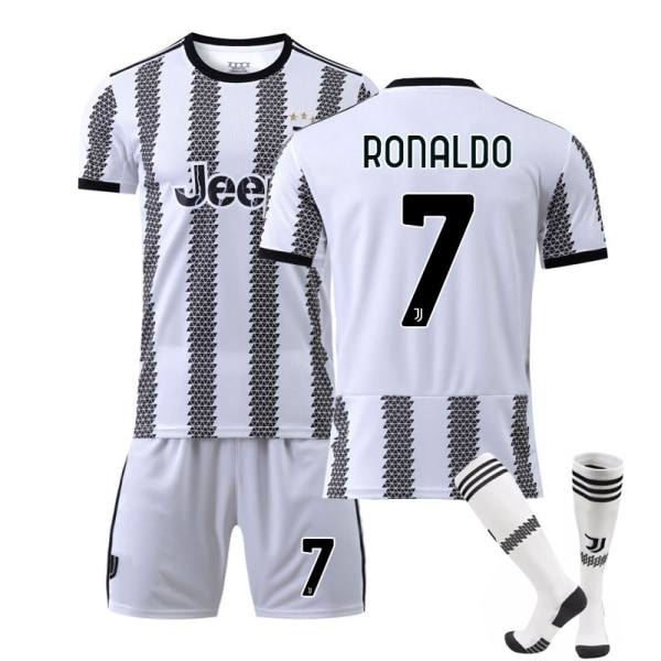 Ny säsong 22-23 Juventus Hemma Barn Vuxna Fotbollströja Kostym W C RONALDO 7 18 (100-110cm)