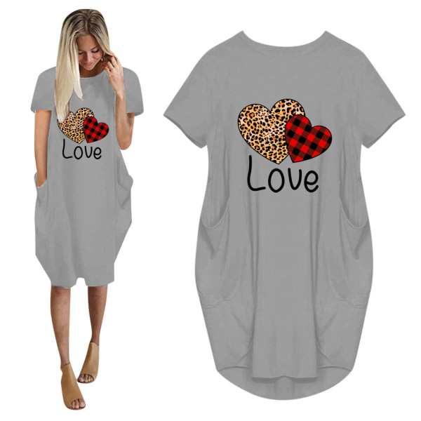 Naiset rakastavat sydänkesän T-paitamekkoa ystävänpäiväksi Z X Grey 4XL