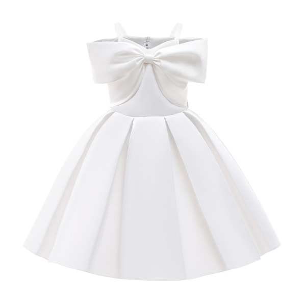 Jenter Sommer Solid Color Stroppeløs Party Princess Dress Z X White 5-6 Years