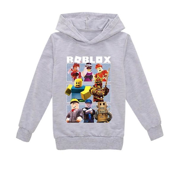 Roblox-huppari Lasten lämmin huppari Vaatteet Roblox-kuvioinen huppari harmaa 110cm