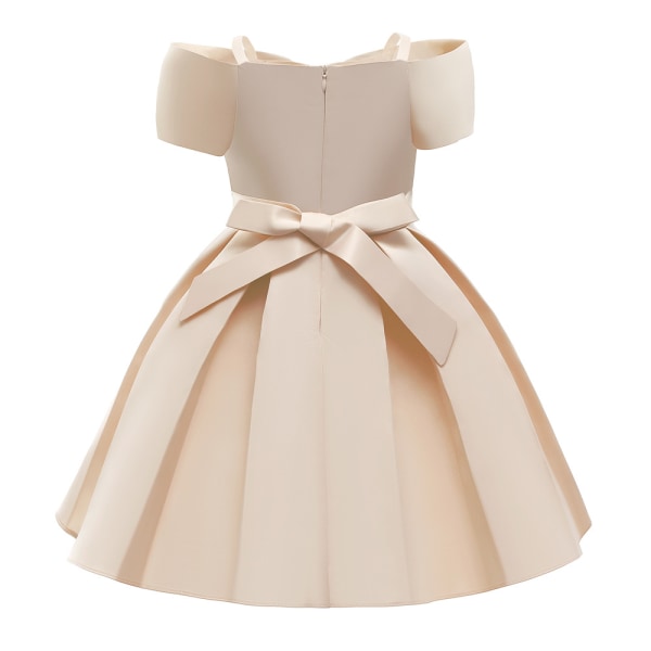 Jenter Sommer Solid Color Stroppeløs Party Princess Dress Z X Champagne 3 Years