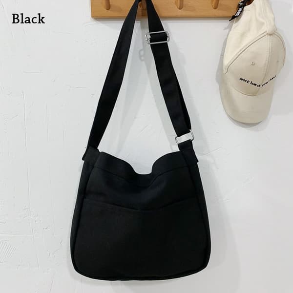 Skuldertaske Canvas Håndtaske SORT y black