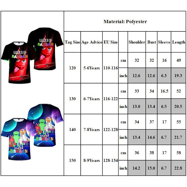 Tecknad Tshirt för pojkar och flickor Garten Banban Tshirt Sport vY C 130cm