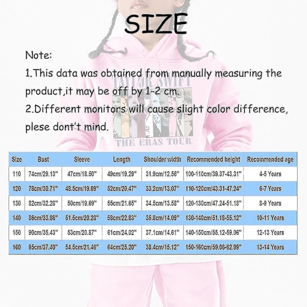 Flickor Hoodies 1989 Casual Taylor Pullover Barn Pojkar Swifts Pullover Hooded Konsert Outfit För 4-14 År 01 Rosa 01 pink V . 01 pink 4 to 5T
