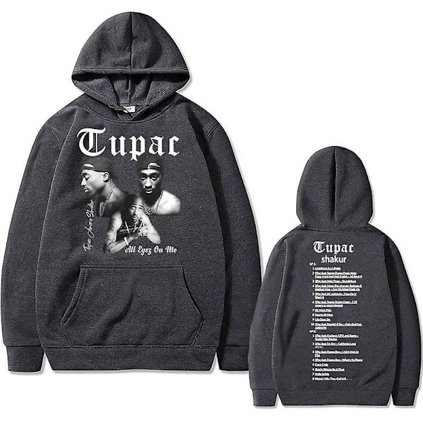 Rapper Tupac 2pac Hip Hop Hættetrøje Herre Mode Hættetrøjer Mænd Kvinder Oversiked Pullover Man vart treewear Man Vintage sweatshirt k dark grey S